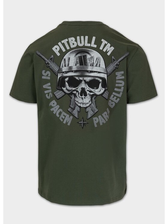 PITBULL PITBULL T-Shirt Koszulka męska PARA BELLUM XXL Zielony Regular Fit