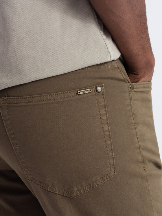 Ombre Ombre Kalhoty z materiálu OM-PACP-0151 Khaki Fitting Fit