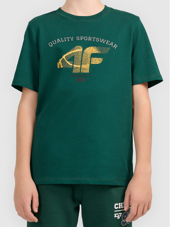 4F 4F T-Shirt 4FJWAW26TTSHM3512-40S Zielony ciemny Regular Fit