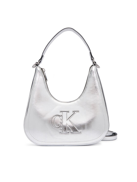 Calvin Klein Geantă Bold Ck Outline Mtl Shoulder Bag LV04F3897G Argintiu