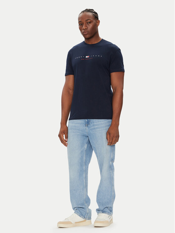 Tommy Jeans Tommy Jeans T-krekls Flag Linear DM0DM21911 Tumši zils Regular Fit