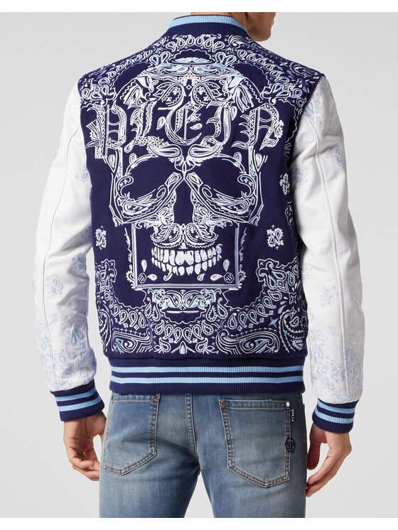 PHILIPP PLEIN PHILIPP PLEIN Kurtka skórzana 2757 Niebieski jasny Regular Fit