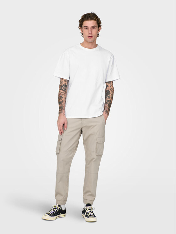 Only & Sons Only & Sons Bavlnené nohavice Cam 22016687 Béžová Tapered Fit