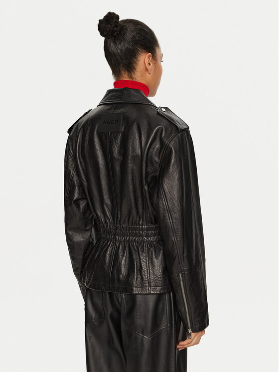 HUGO Hugo Lederjacke Leraba 50522746 Schwarz Relaxed Fit