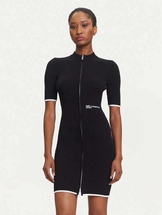 Karl Lagerfeld Jeans Karl Lagerfeld Jeans Rochie tricotată A3W13013 Negru Slim Fit
