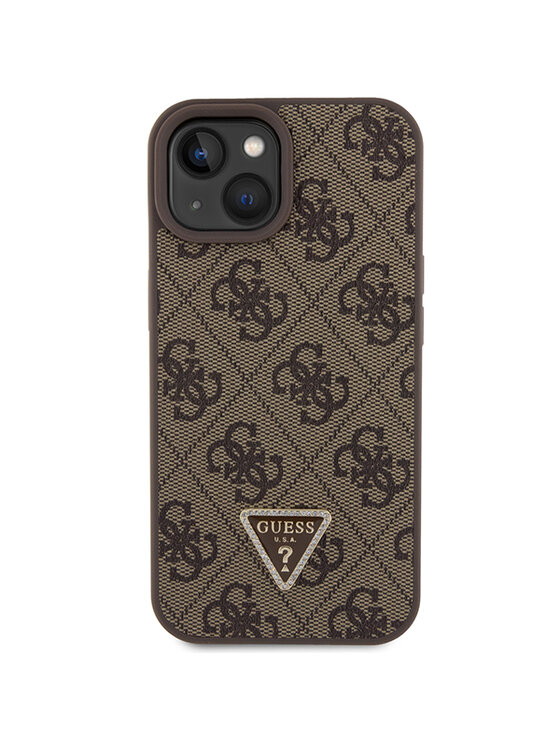 Guess Guess Etui na telefon iPhone 15 Brązowy