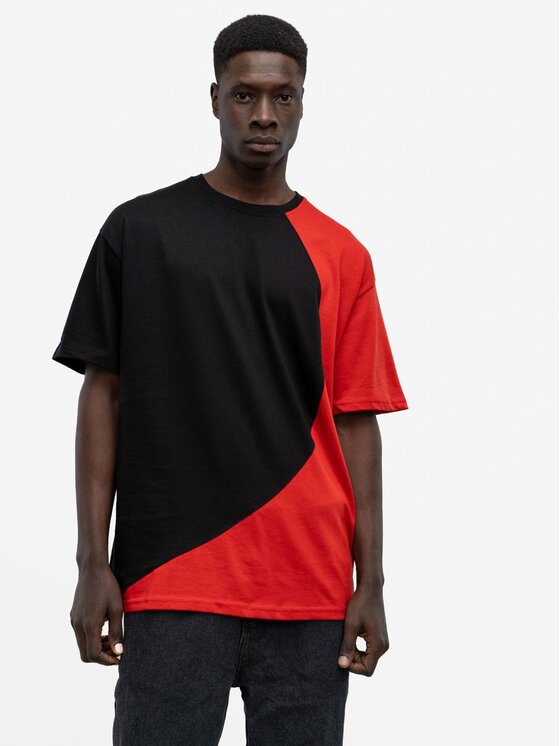 Good Luck Good Luck T-Shirt Koszulka Męska Z Krótkim Rękawem Oversize Czarna / Czerwona GOOD LUCK Loopy L Czarny Regular Fit