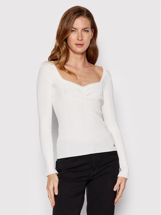 Guess Bluse W2YR12 Z30K0 Weiß Slim Fit