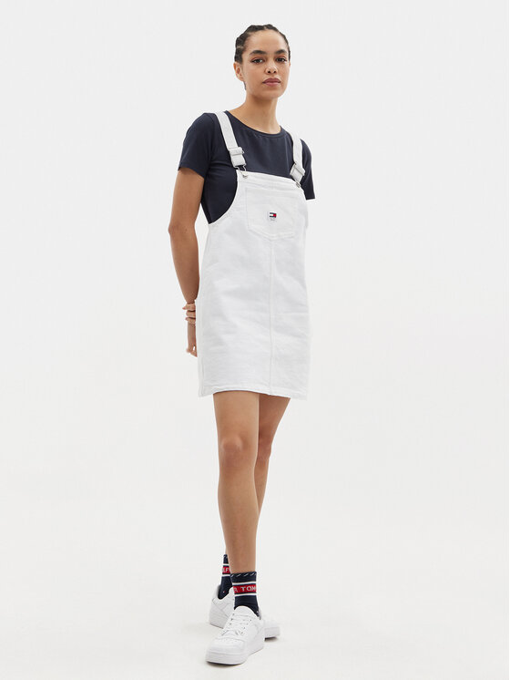 Tommy Jeans Tommy Jeans Jeanskleid Pinafore DW0DW17680 Weiß Regular Fit