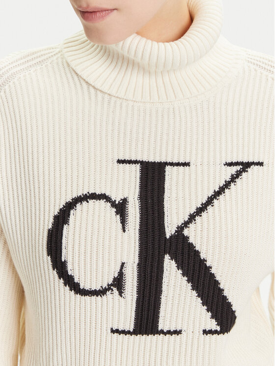 Calvin Klein Jeans Calvin Klein Jeans Rollkragenpullover LV047D349G Écru Loose Fit