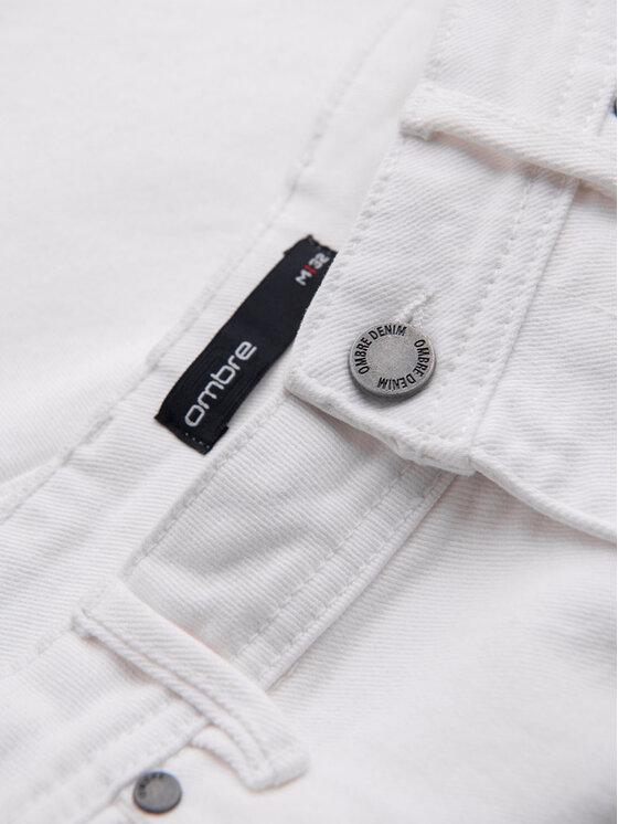 Ombre Ombre Szorty jeansowe OM-SRDS-0171 Biały Regular Fit