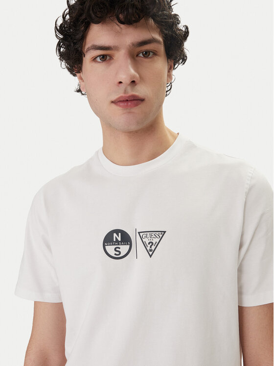 Guess Guess Póló GUESS x NORTH SAILS M6GI40 K3322 Fehér Regular Fit