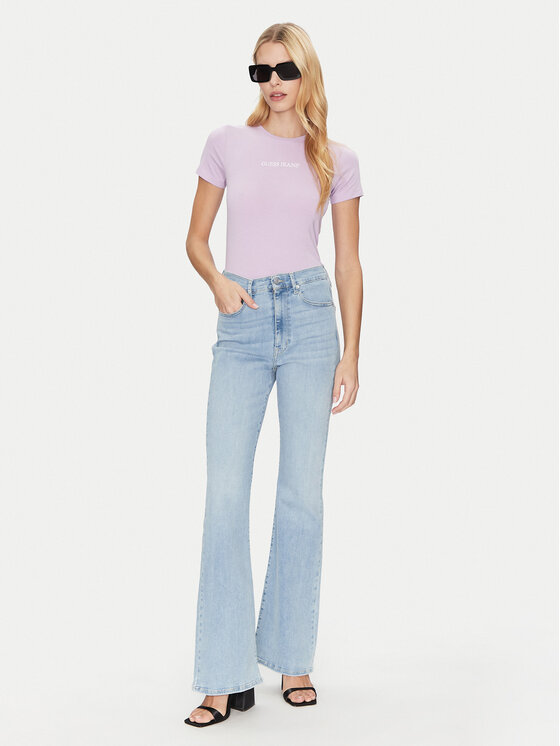 Guess Jeans Guess Jeans Póló W4YI01 J1314 Lila Slim Fit
