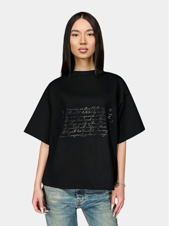 MADE BY SOCIETY MADE BY SOCIETY T-Shirt Tricou FREQUENCY - T27290 Czarny Basic Fit