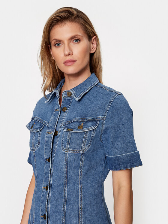 Lee Lee Džínové šaty 112341613 Modrá Slim Fit