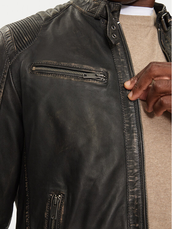 Serge Pariente Serge Pariente Lederjacke Modelo Schwarz Regular Fit