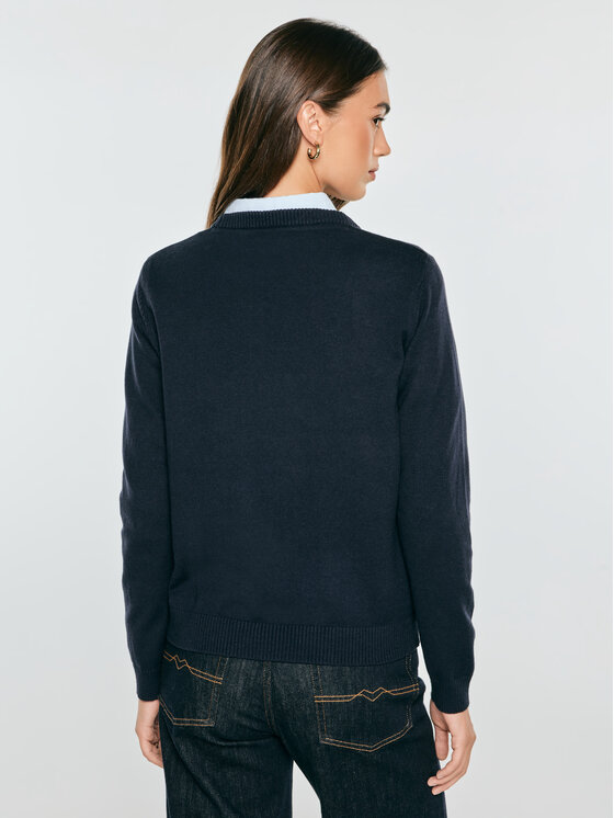 BIG STAR BIG STAR Sweter KAJKA Granatowy Basic Fit