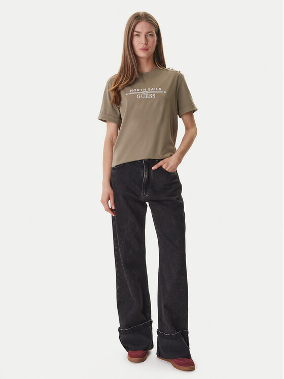 Guess Guess Póló GUESS x NORTH SAILS W6GI03 K2657 Zöld Relaxed Fit