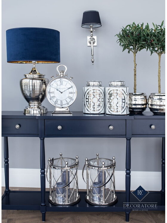 Decoratore Decoratore Waza Amfora Geometric Wys. 27,5cm Srebrny Biały