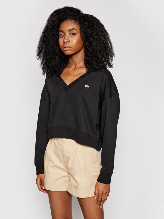 Tommy Jeans Džemperis Tjw Soft V Neck DW0DW09801 Juoda Regular Fit •  Modivo.lt