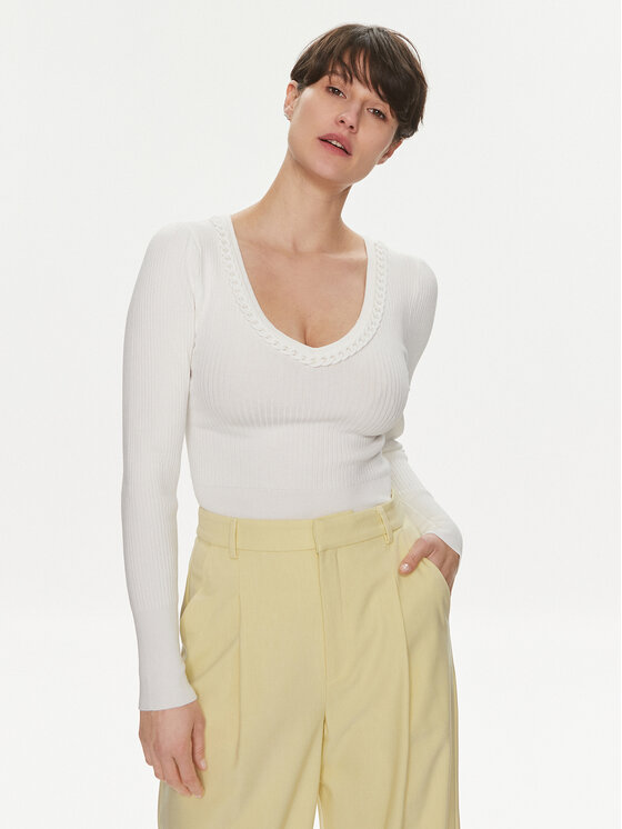 Morgan Morgan Megztinis 241-MCORDE Écru Slim Fit