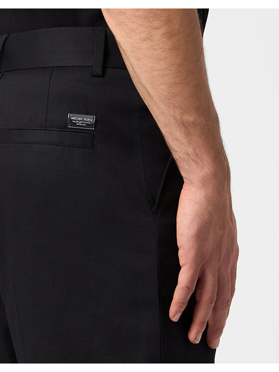 PHILIPP PLEIN PHILIPP PLEIN Bavlnené nohavice 31034 Čierna Wide Fit