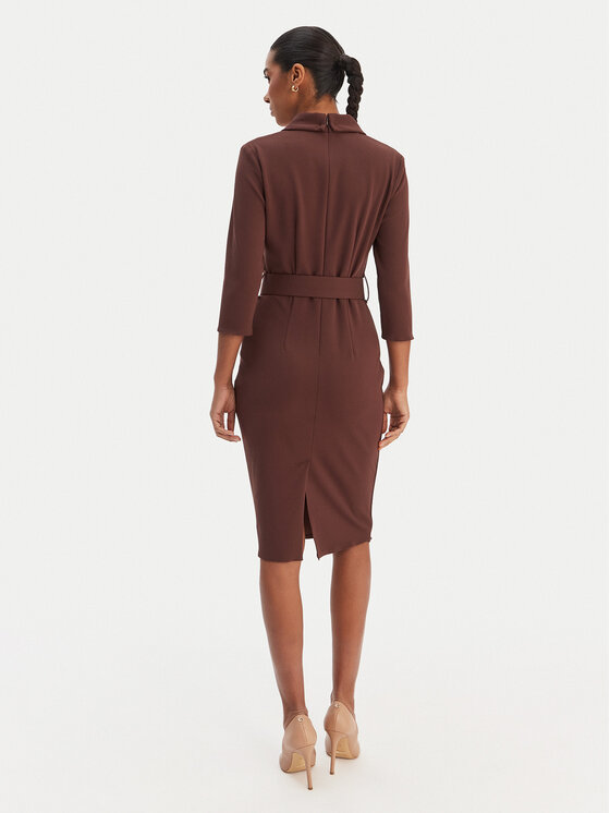 Rinascimento Rinascimento Kokteilinė suknelė CFC0126777003 Ruda Slim Fit