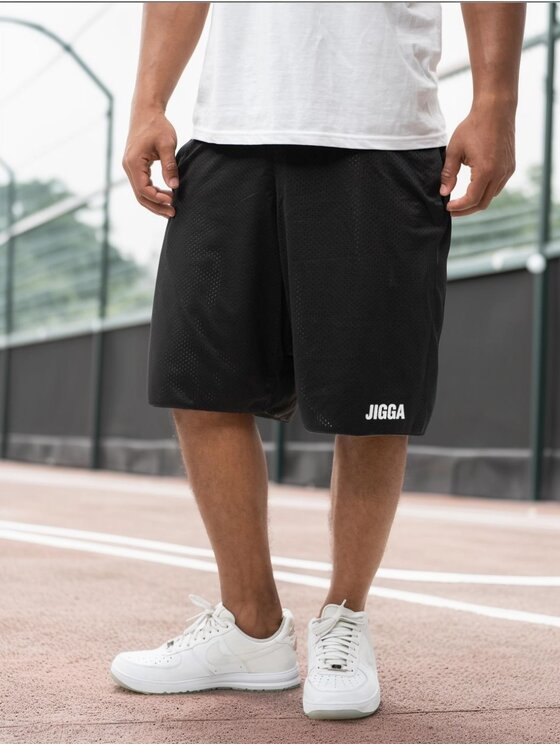 Jigga Wear Jigga Wear Szorty sportowe Krótkie Spodenki Sportowe Dwustronne 2 w 1 Czarne Oliwkowe Jigga Wear Small Outline M Czarny Regular Fit
