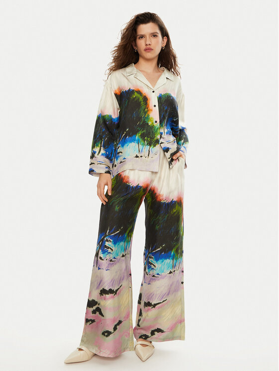 Munthe Munthe Kalhoty z materiálu Arum 244140524418 Barevná Relaxed Fit