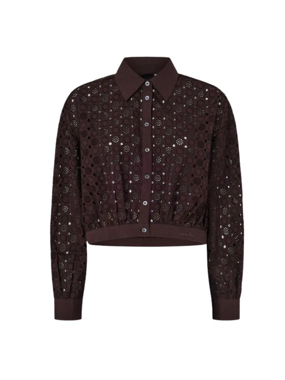 PINKO PINKO Košeľa CHARITA CAMICIA POPELINE RICAM Hnedá Regular Fit