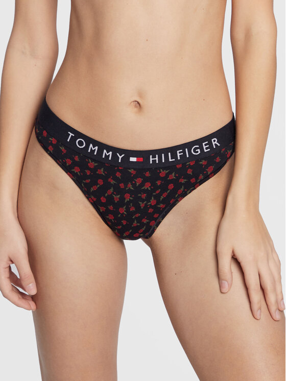 Tommy Hilfiger Tommy Hilfiger Stringi Print UW0UW03866 Granatowy