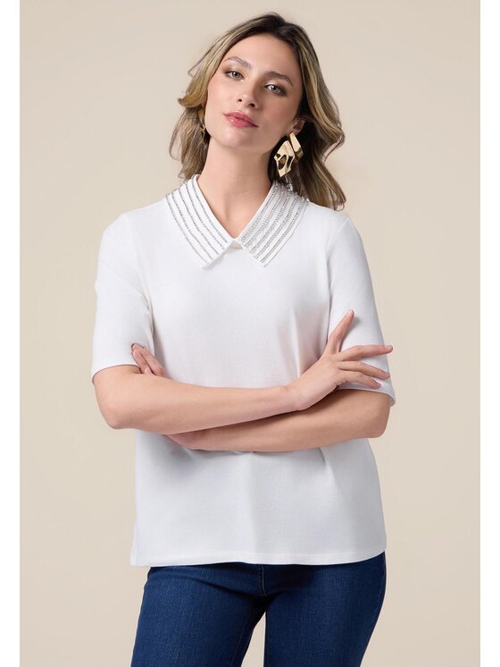 Oltre Oltre T-shirt G359J004136N011 Bianco Slim Fit