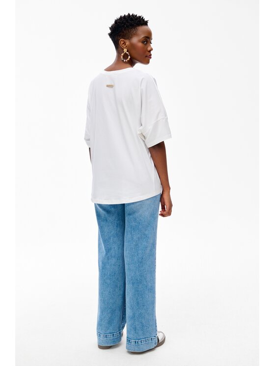 blue shadow blue shadow Bluzka Afra Écru Regular Fit
