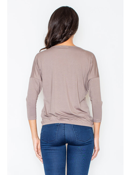 FIGL FIGL Bluzka M278 Brązowy Regular Fit