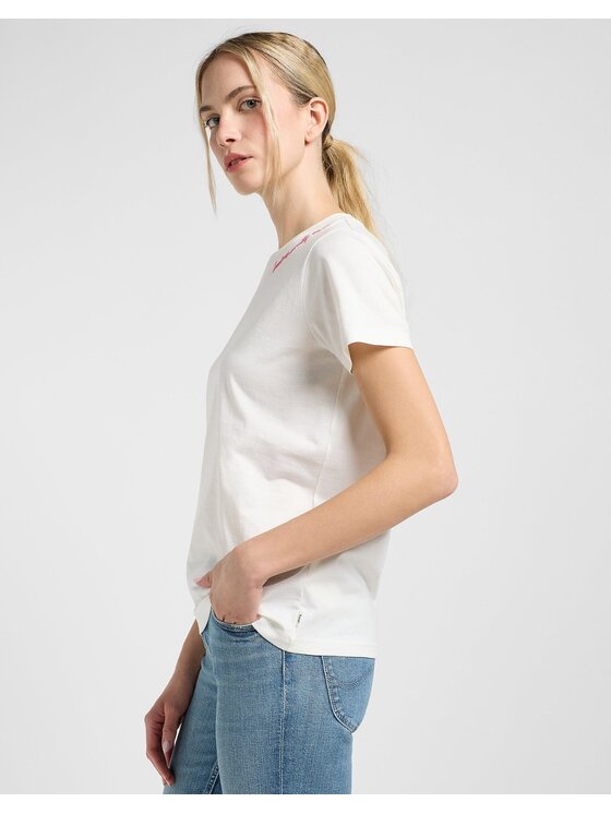 Lee Lee T-Shirt Little Embroidery Tee Biały Regular Fit