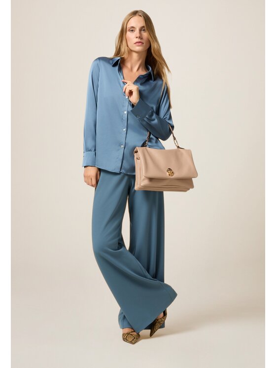 Oltre Oltre Spodnie materiałowe P274J002362N004 Turkusowy Baggy Fit