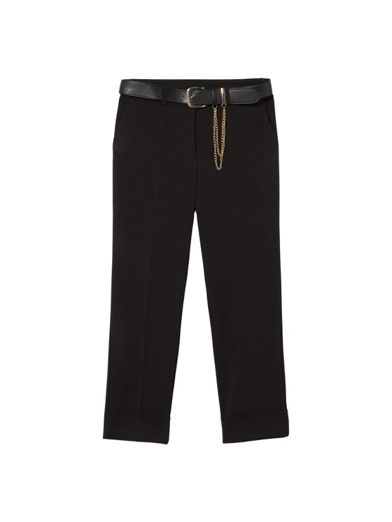 Oltre Oltre Spodnie materiałowe P041R008971N033 Czarny Regular Fit