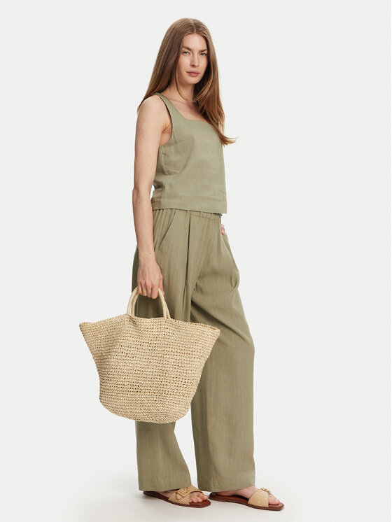Marella Marella Kalhoty z materiálu Fred 2513131085 Zelená Wide Leg