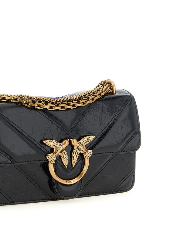 PINKO PINKO Torebka Black Calfskin Crossbody Czarny