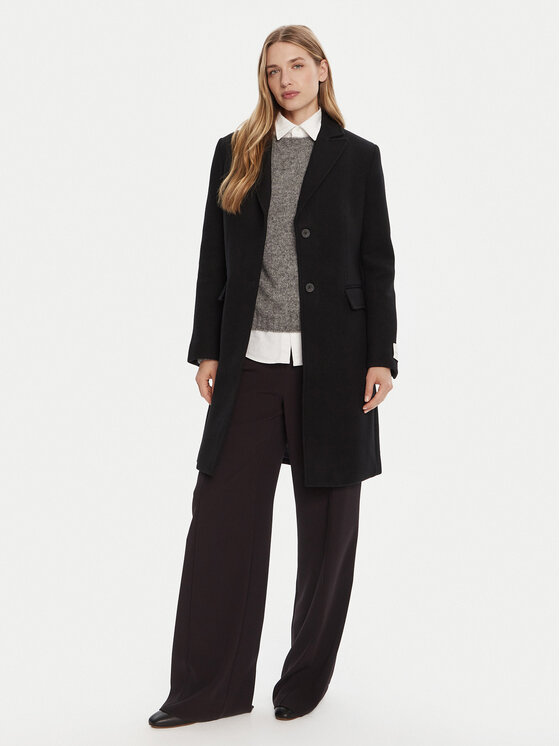 Calvin Klein Calvin Klein Вълнено палто LV044D558G Черен Slim Fit