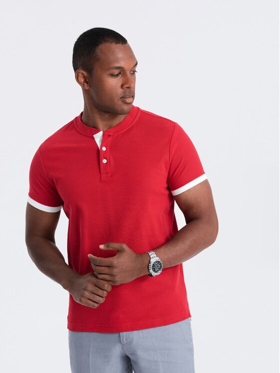 Ombre Ombre T-Shirt OM-TSCT-0156 Červená Regular Fit