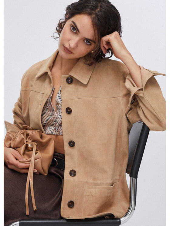 Liu Jo Liu Jo Kurtka skórzana CA6153P0382P9574 Beżowy Loose Fit