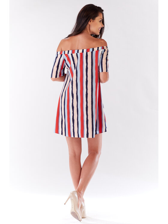 Awama Awama Sukienka letnia A175 Kolorowy Basic Fit