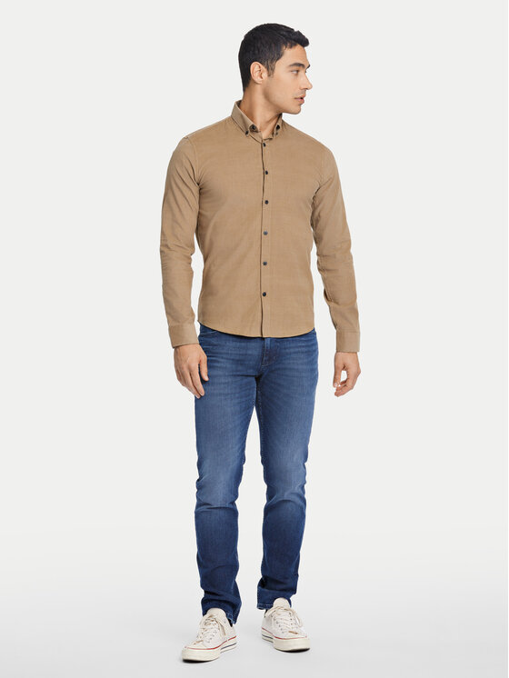 Lindbergh Lindbergh Košile 30-203248A Béžová Relaxed Fit