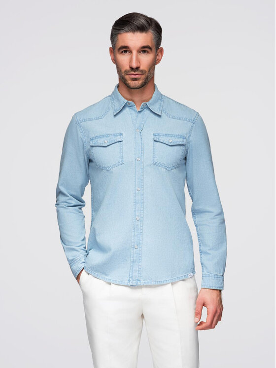 Ombre Ombre Koszula OM-SHDS-0210 Niebieski Regular Fit