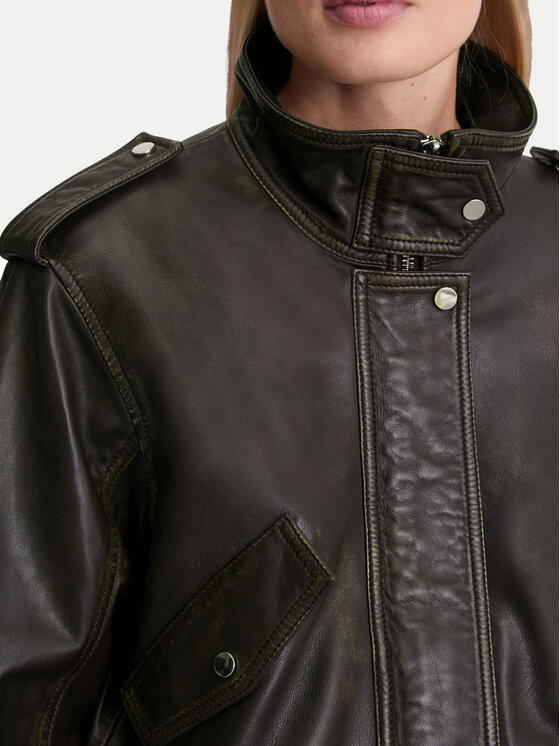 Marc O'Polo Marc O'Polo Μπουφάν δερμάτινο 508 7018 73009 Καφέ Regular Fit