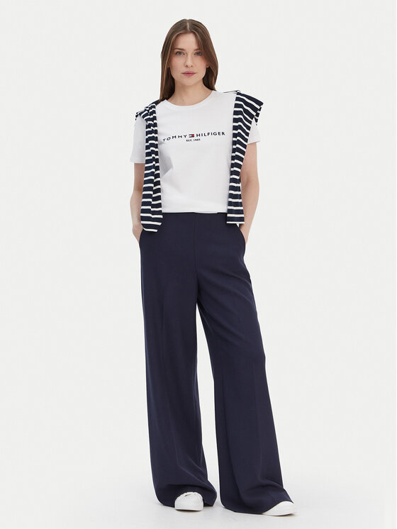 Tommy Hilfiger Tommy Hilfiger Tricou Heritage C-Nk WW0WW31999 Alb Regular Fit