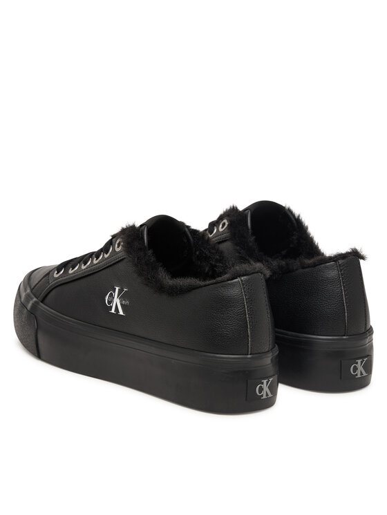 Calvin Klein Calvin Klein Сникърси Vulc Flatf Laceup Lth Fur HW0HW03235 Черен