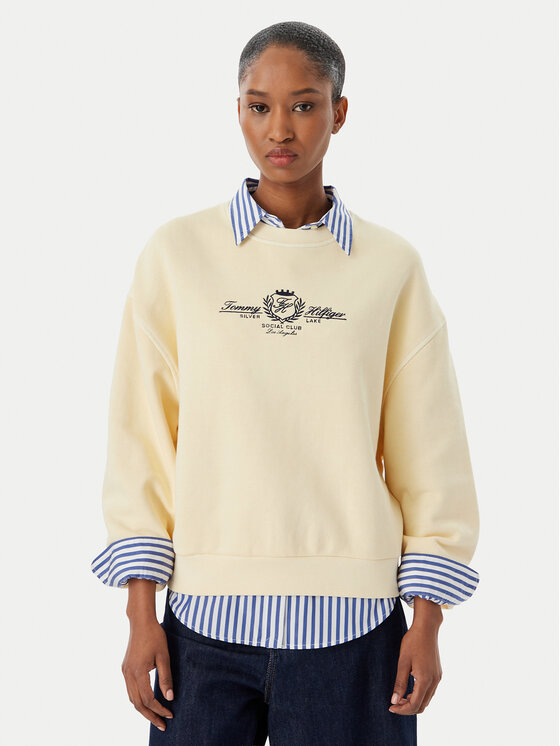 Tommy Hilfiger Hanorac Crest Embroidery WW0WW48733 Bej Relaxed Fit