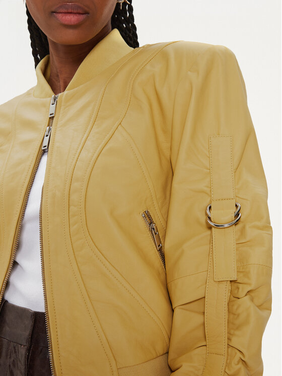 Gestuz Gestuz Lederjacke Elly 10908970 Gelb Regular Fit